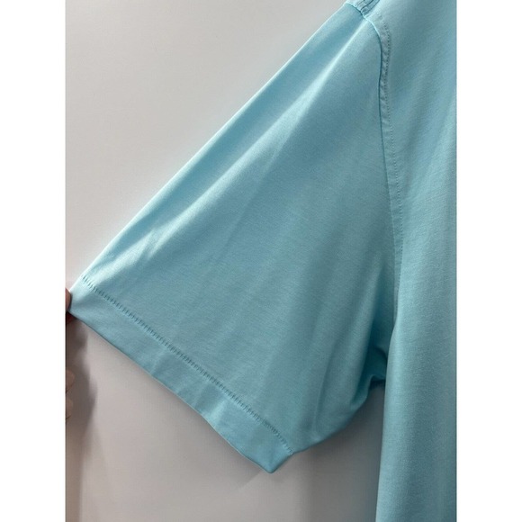 Linksoul Men’s Short Sleeve Luxury Cotton Knit Aqua Blue Polo Size XL Pockets​ - Picture 4 of 7